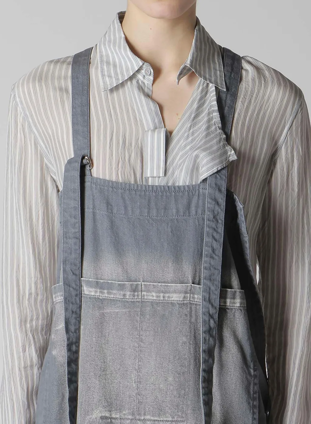 Spotted Denim Salopette Skirt
