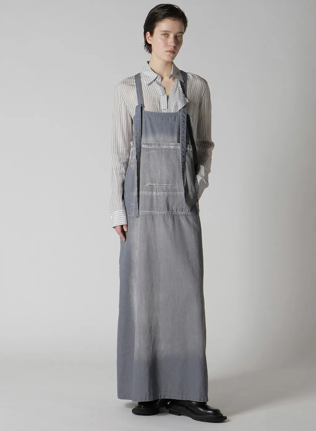 Spotted Denim Salopette Skirt