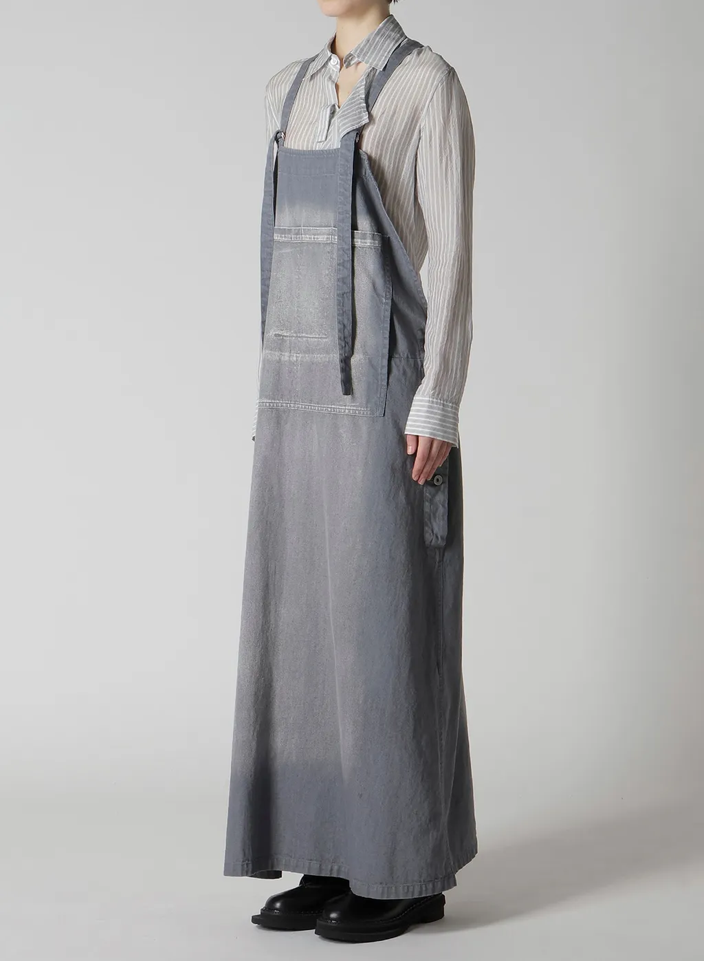 Spotted Denim Salopette Skirt