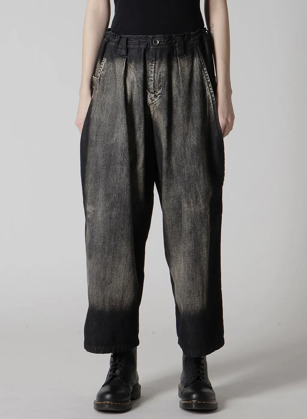 Spotted Denim Front Big Pocket Pants