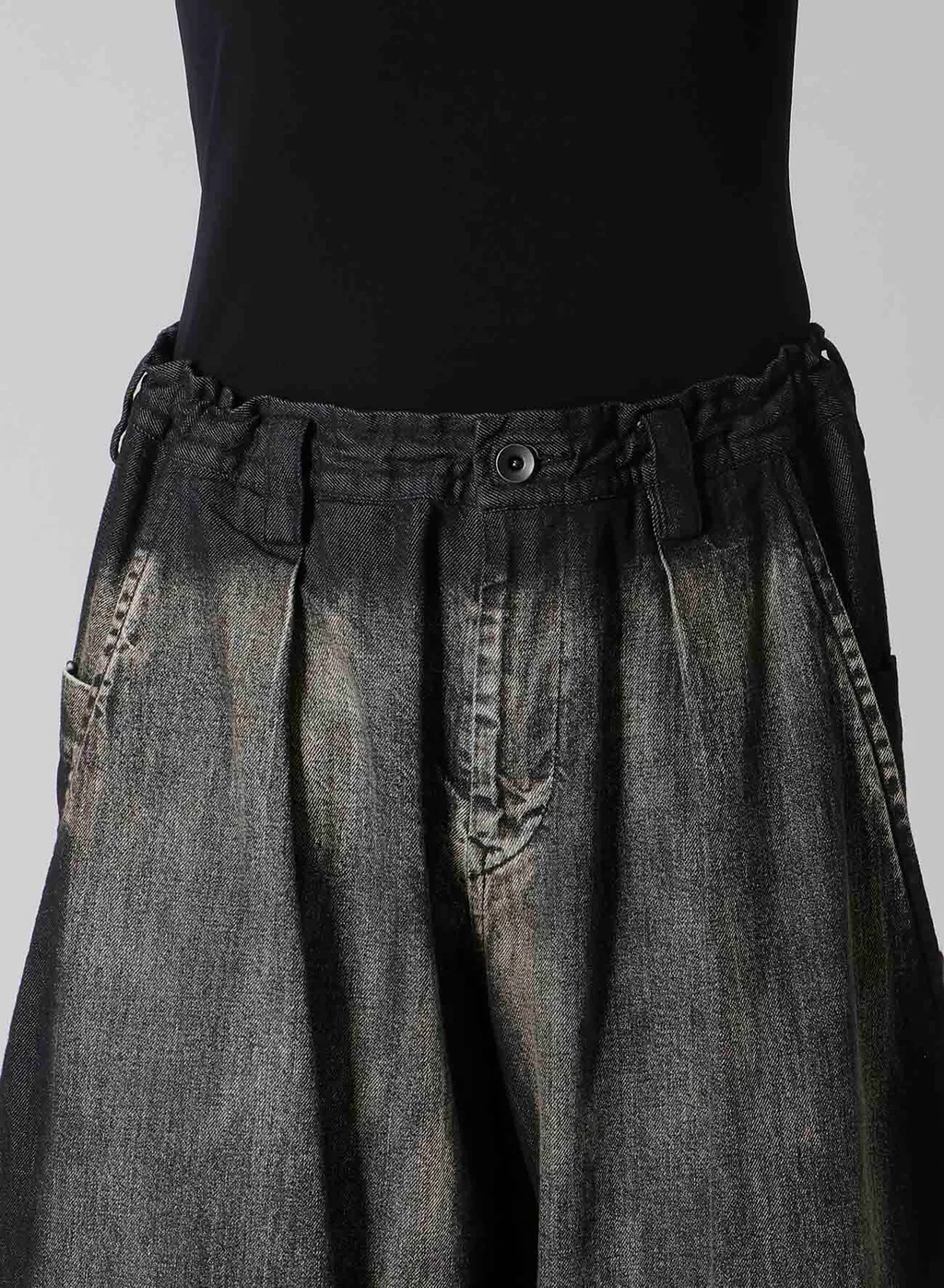 Spotted Denim Front Big Pocket Pants
