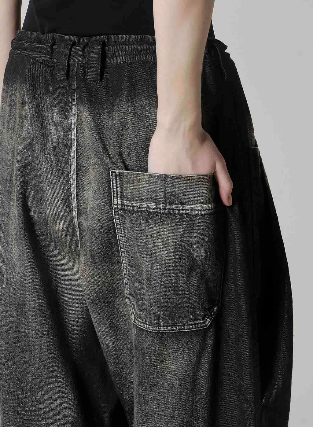 Spotted Denim Front Big Pocket Pants