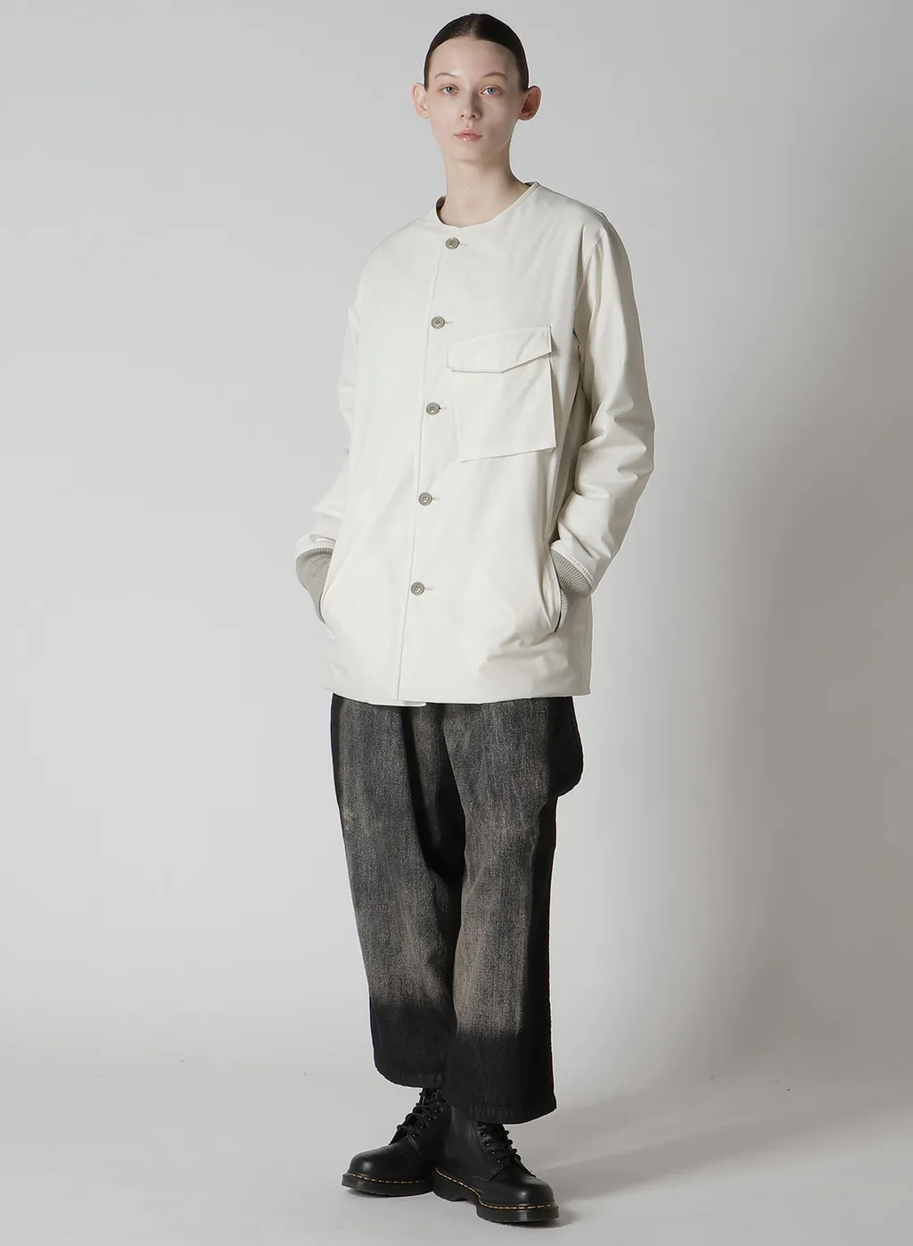 Spotted Denim Front Big Pocket Pants