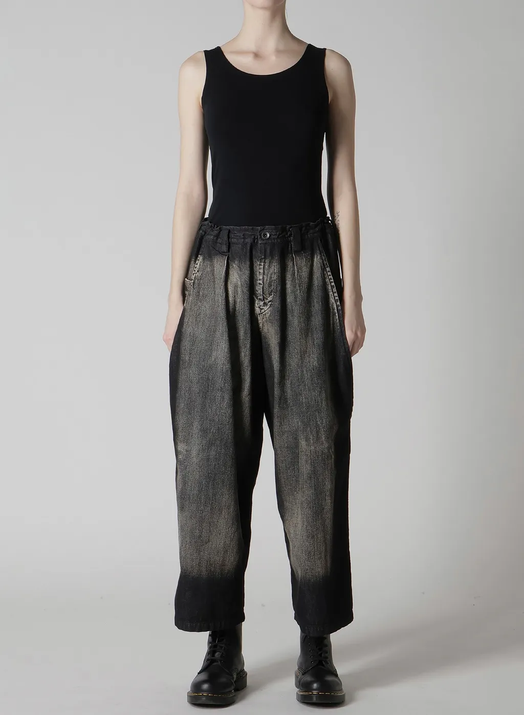 Spotted Denim Front Big Pocket Pants