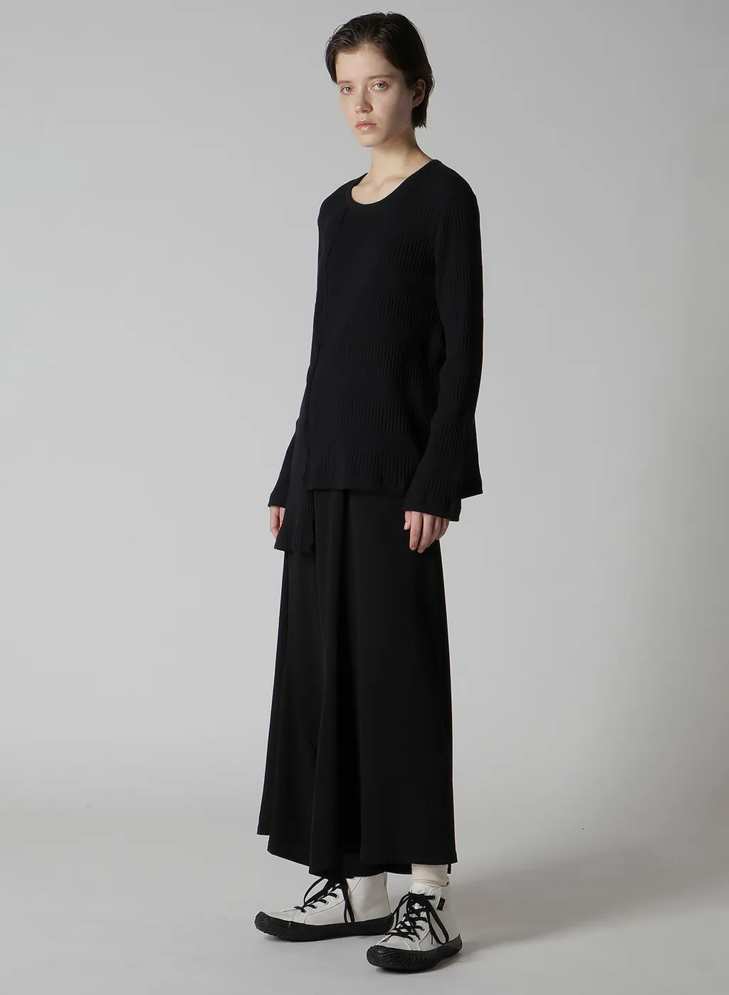Ta/Pe Crepe De Chine Asymmetric Flare Pants