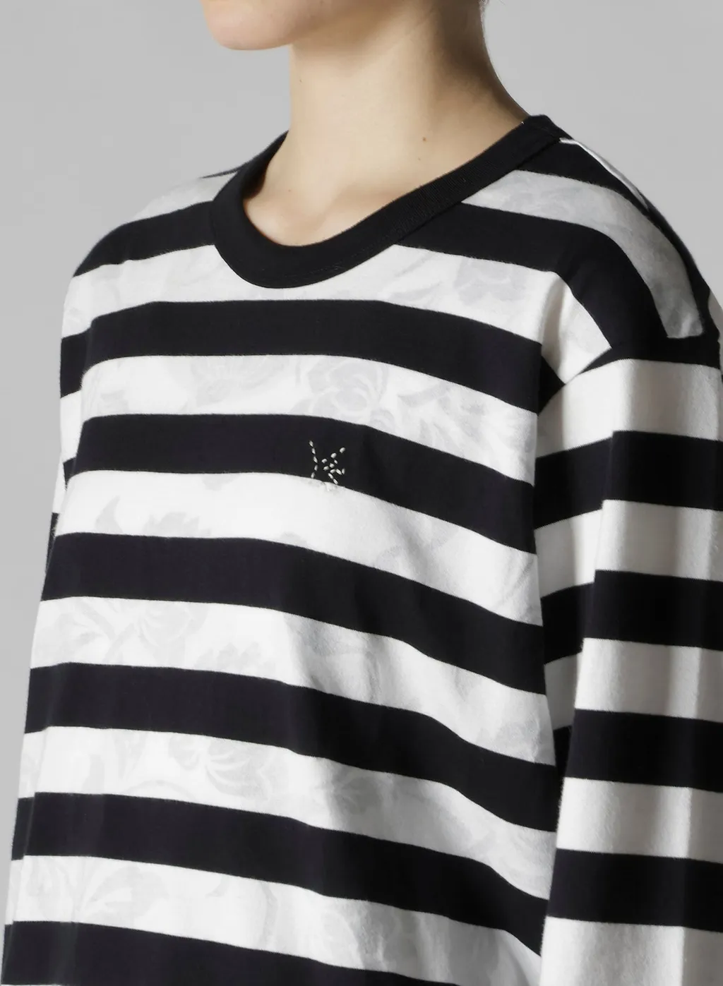 Flower Print/Stripe Y's Stitch Long Sleeve T