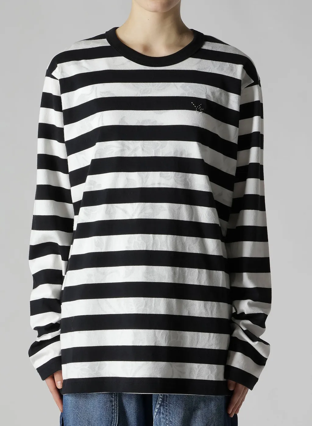 Flower Print/Stripe Y's Stitch Long Sleeve T