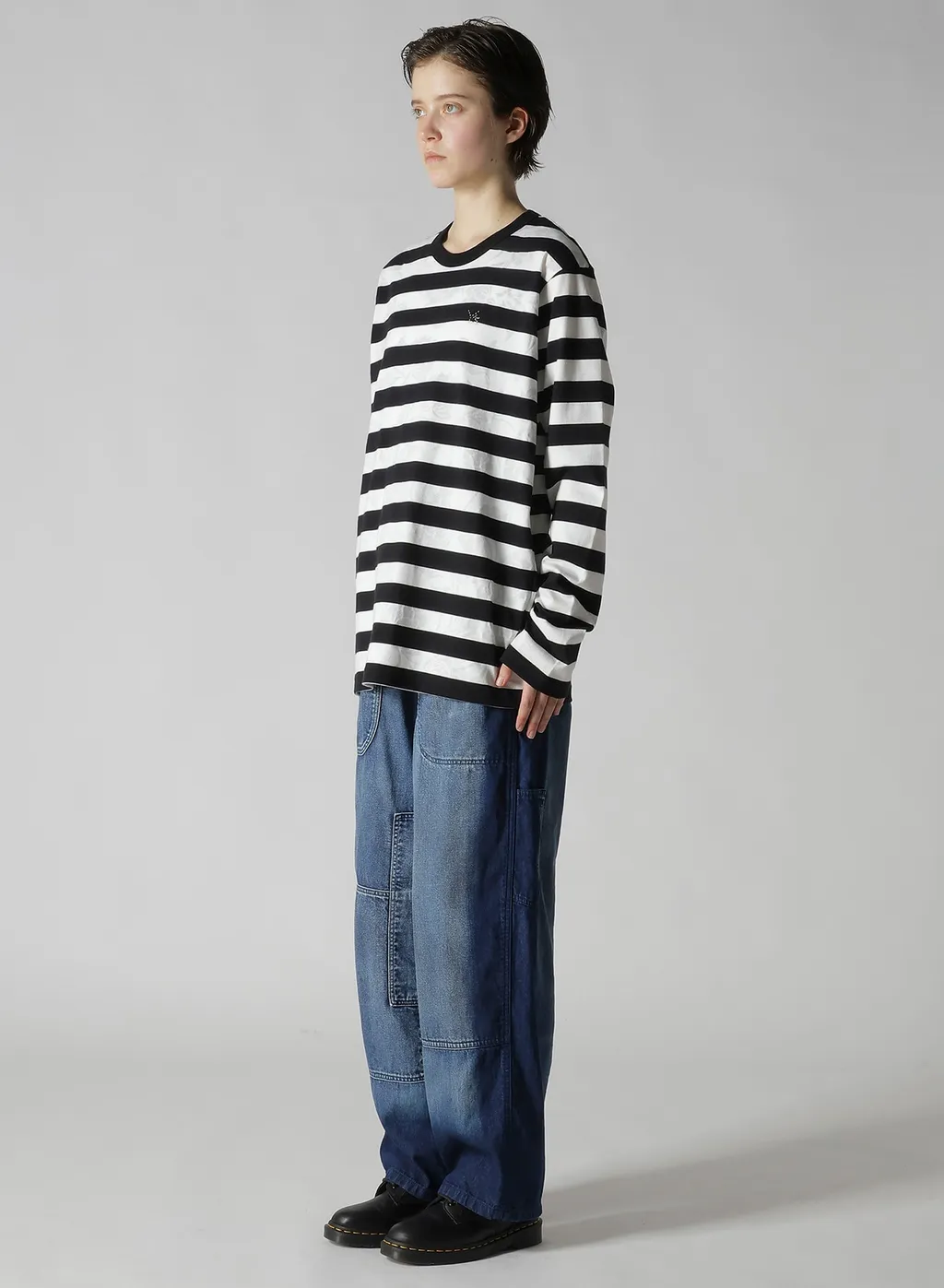 Flower Print/Stripe Y's Stitch Long Sleeve T