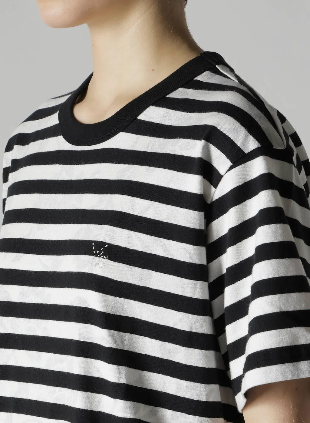 Flower Print/Stripe Y's Stitch T
