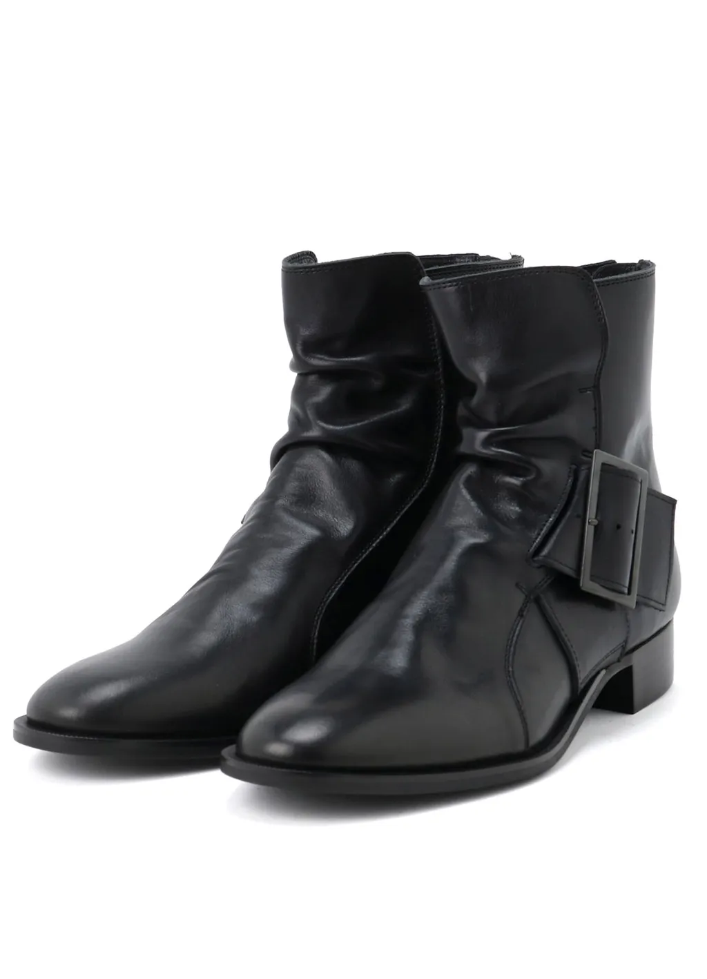 Semi-Matte Leather Belted Boots