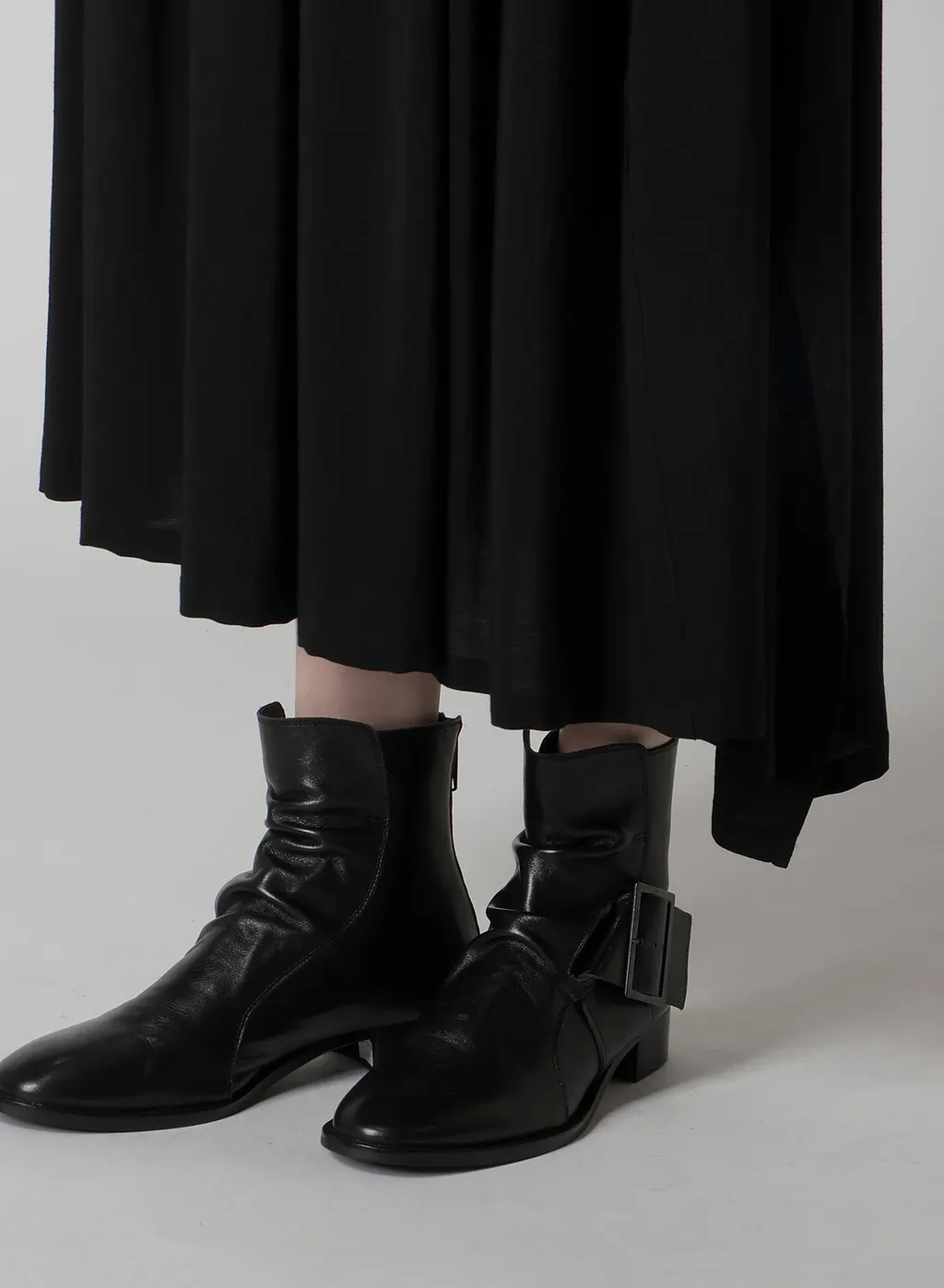 Semi-Matte Leather Belted Boots