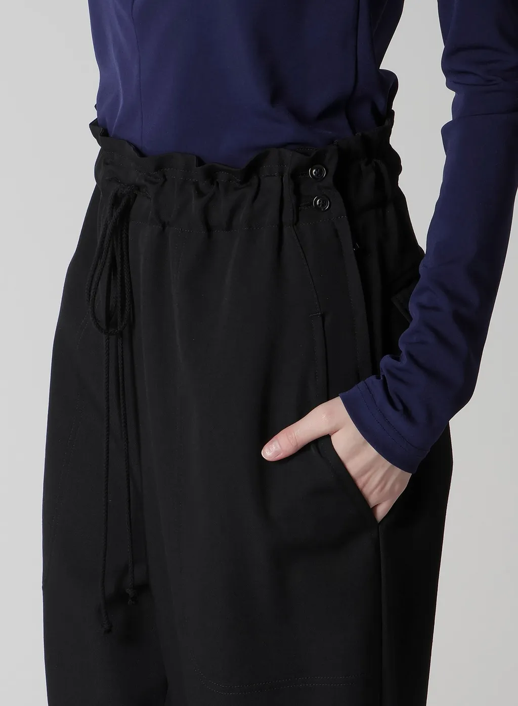 Wool Gabardine Elastic Waist/Hem Pants