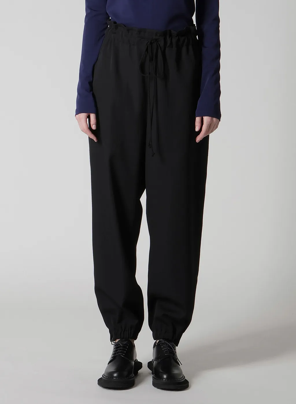 Wool Gabardine Elastic Waist/Hem Pants