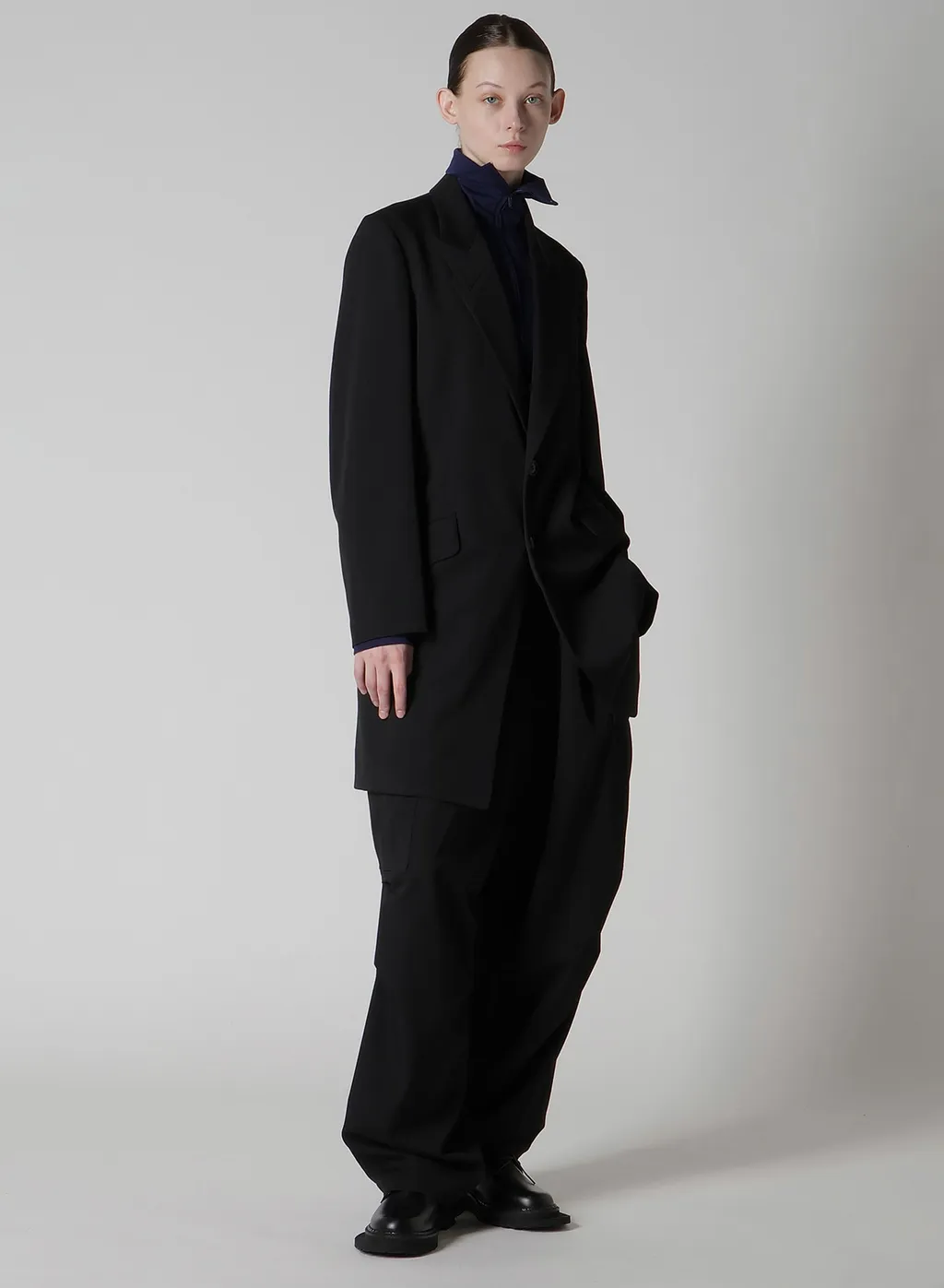 Wool Gabardine Elastic Waist/Hem Pants