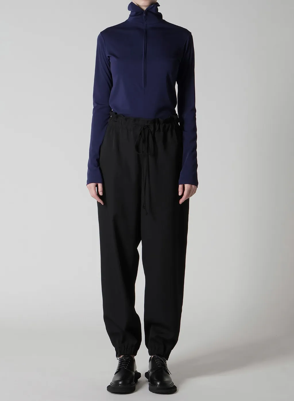 Wool Gabardine Elastic Waist/Hem Pants