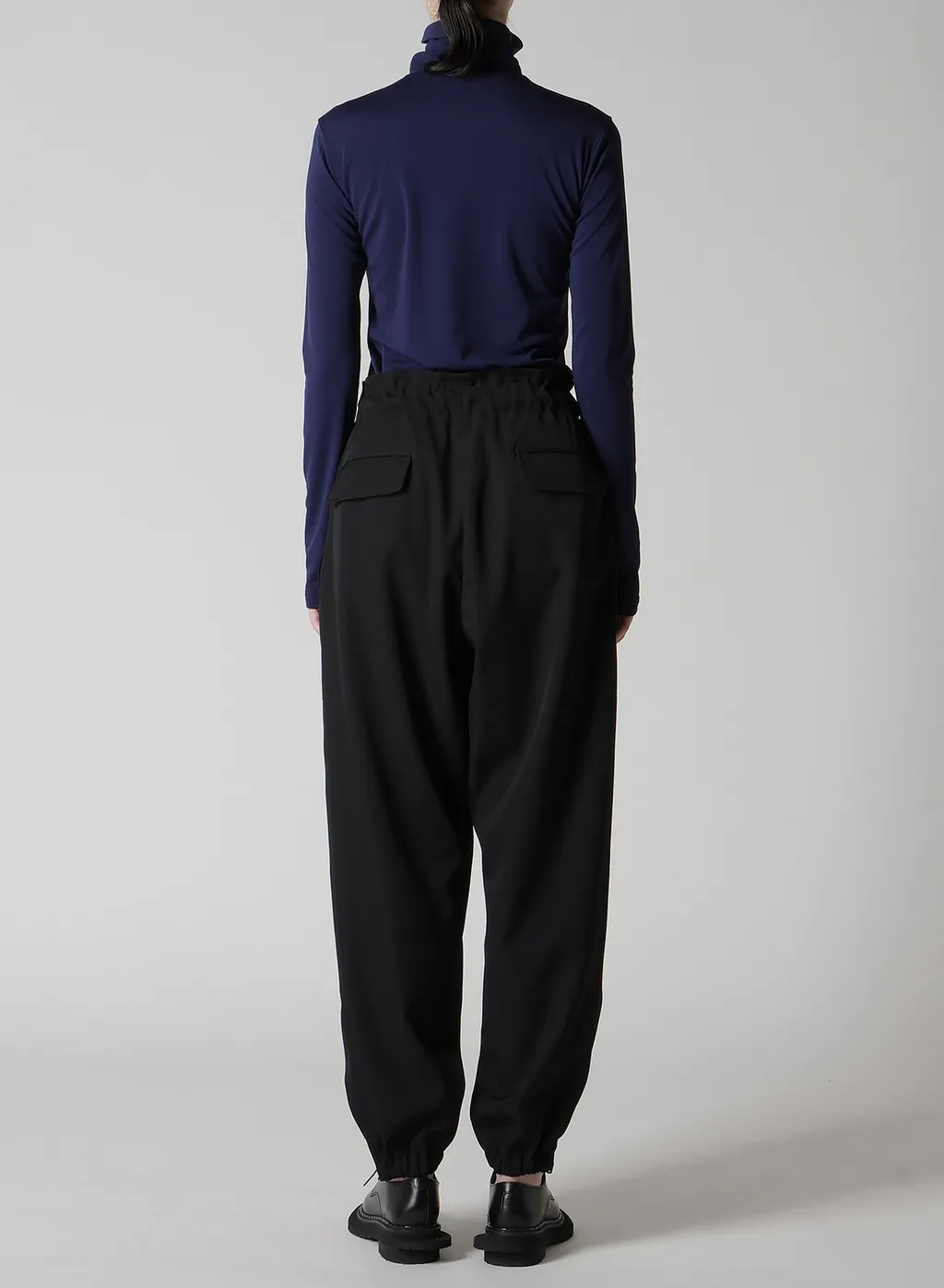 Wool Gabardine Elastic Waist/Hem Pants