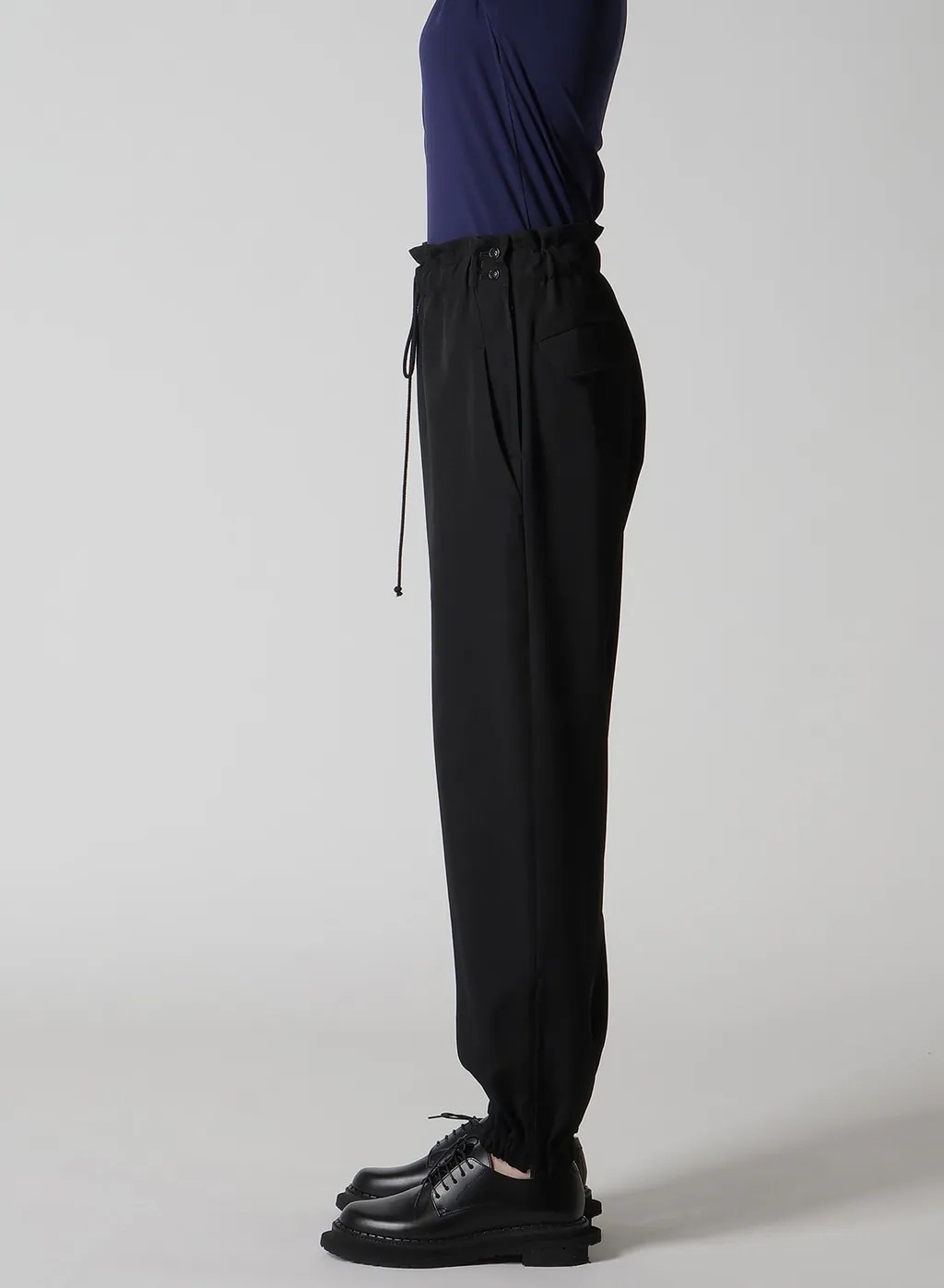 Wool Gabardine Elastic Waist/Hem Pants
