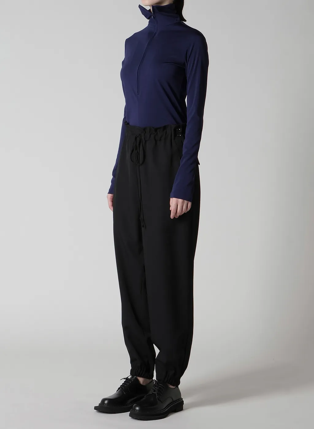 Wool Gabardine Elastic Waist/Hem Pants