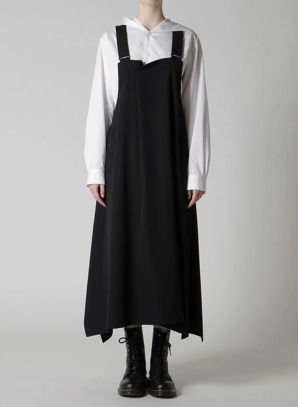Wool Gabardine Overalls Dress