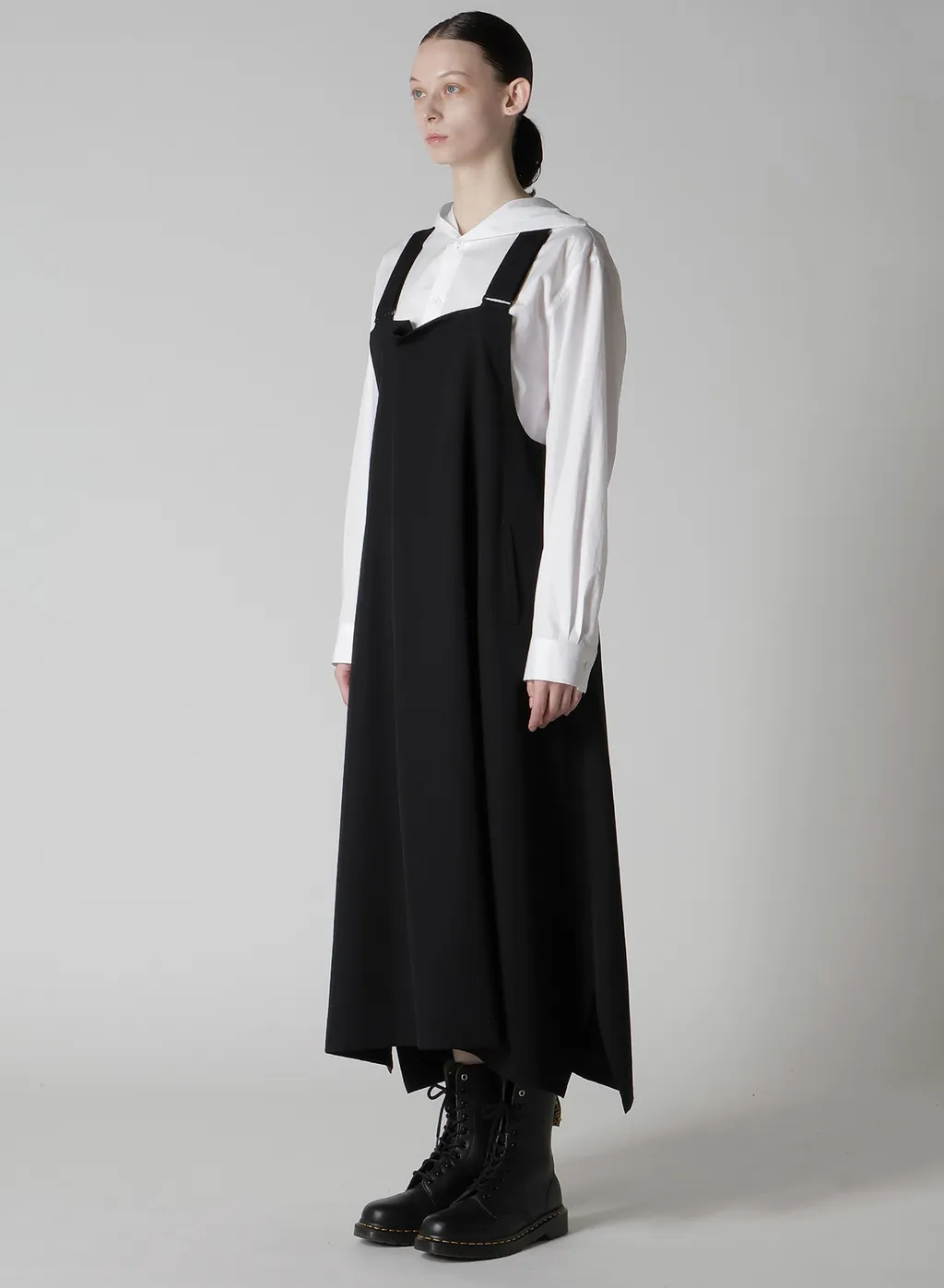 Wool Gabardine Overalls Dress