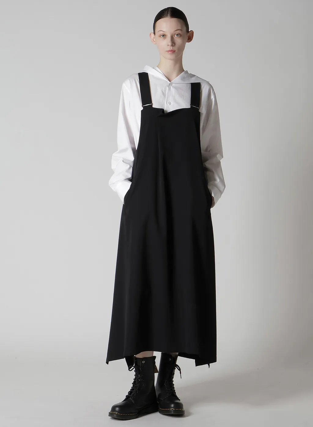 Wool Gabardine Overalls Dress