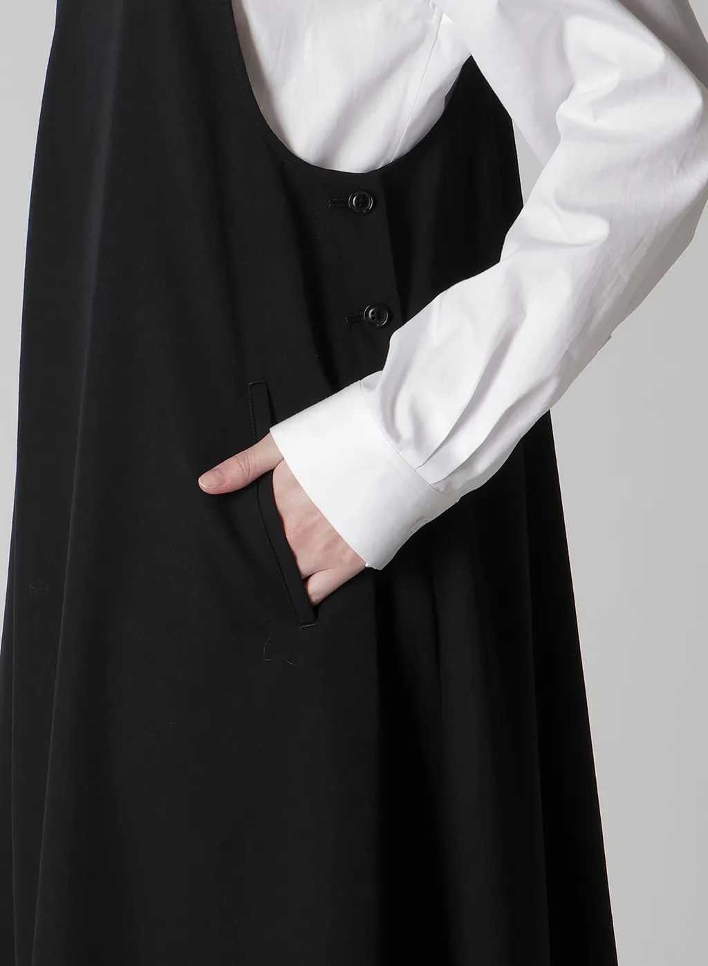 Wool Gabardine Overalls Dress