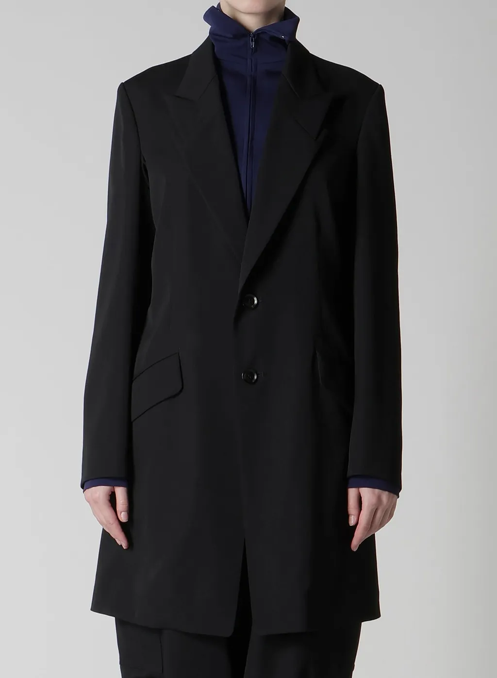 Wool Gabardine Peaked Lapel Jacket