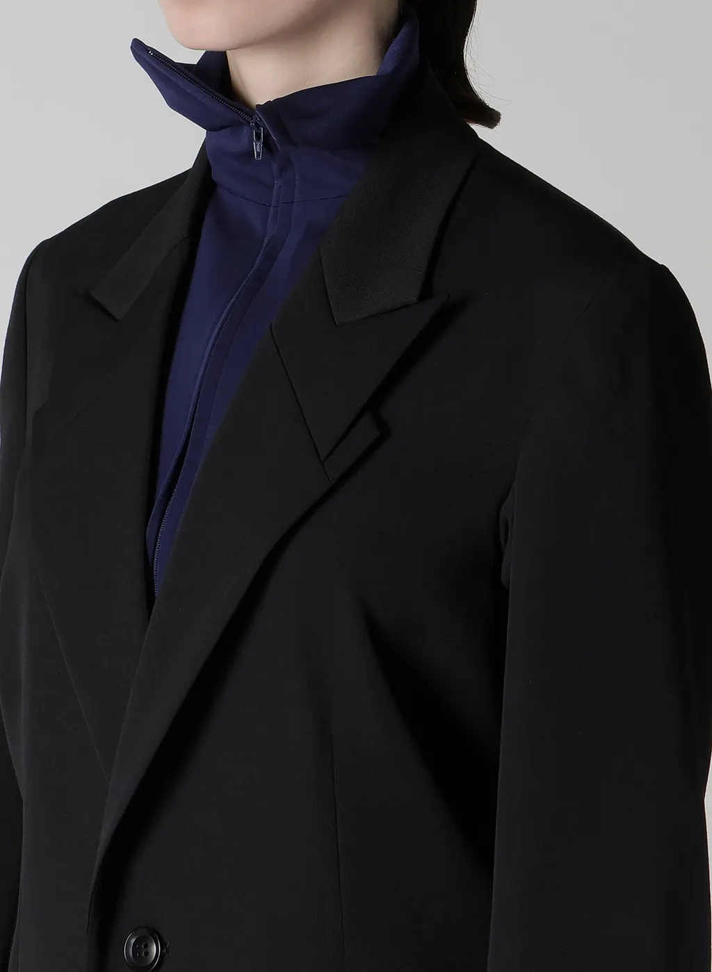 Wool Gabardine Peaked Lapel Jacket