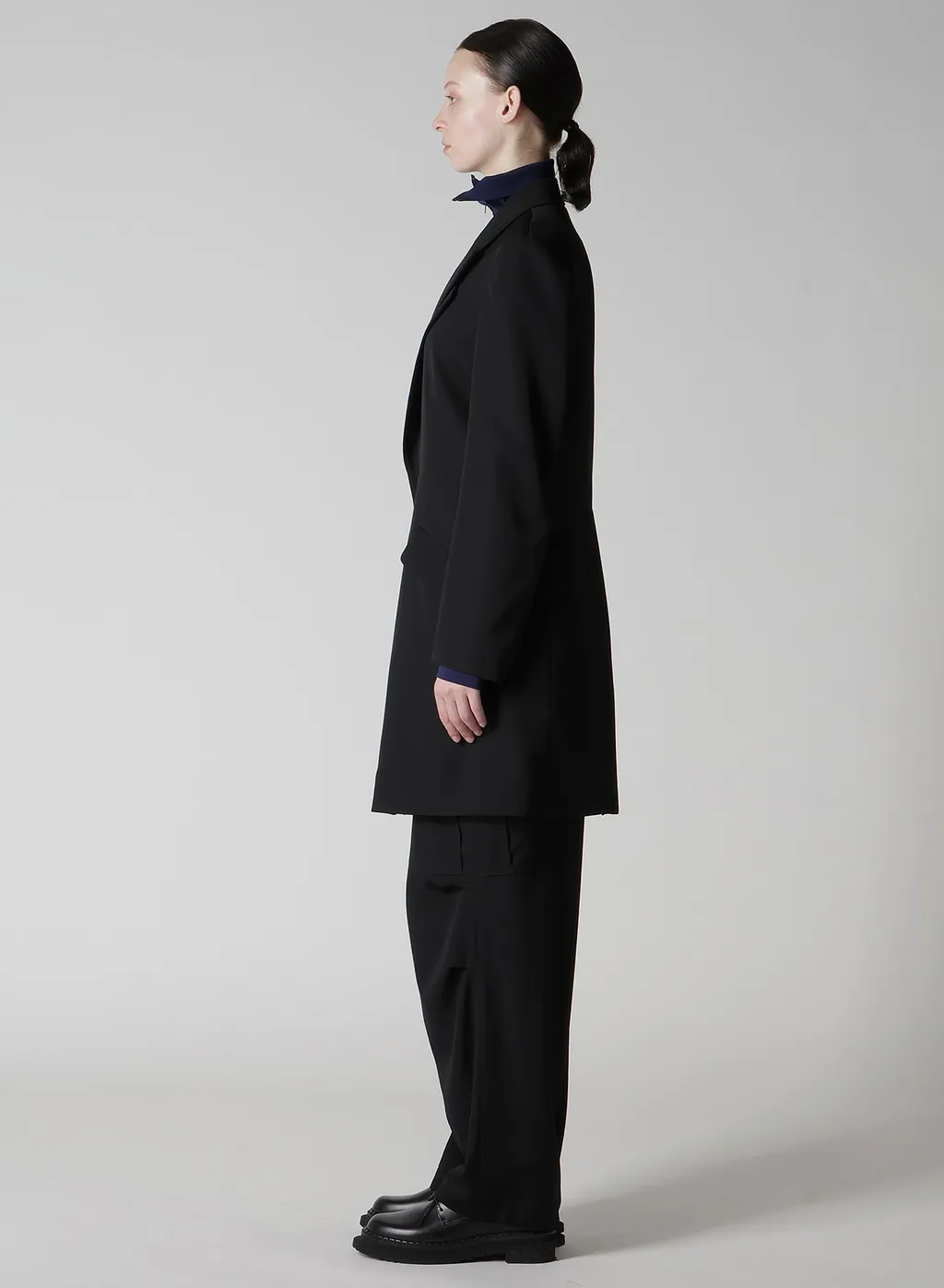 Wool Gabardine Peaked Lapel Jacket