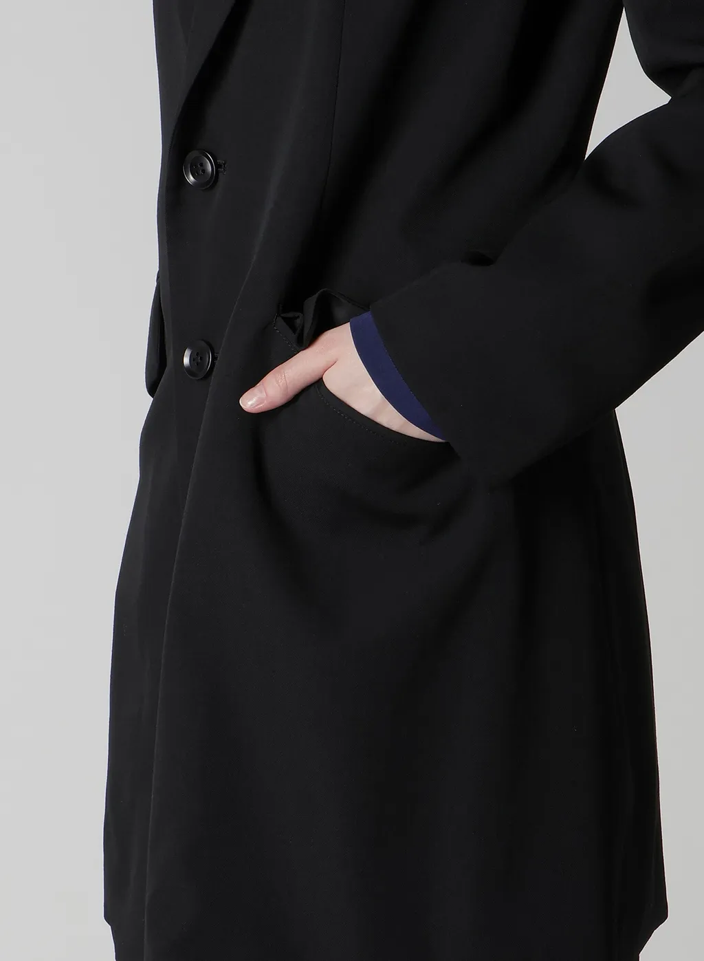 Wool Gabardine Peaked Lapel Jacket