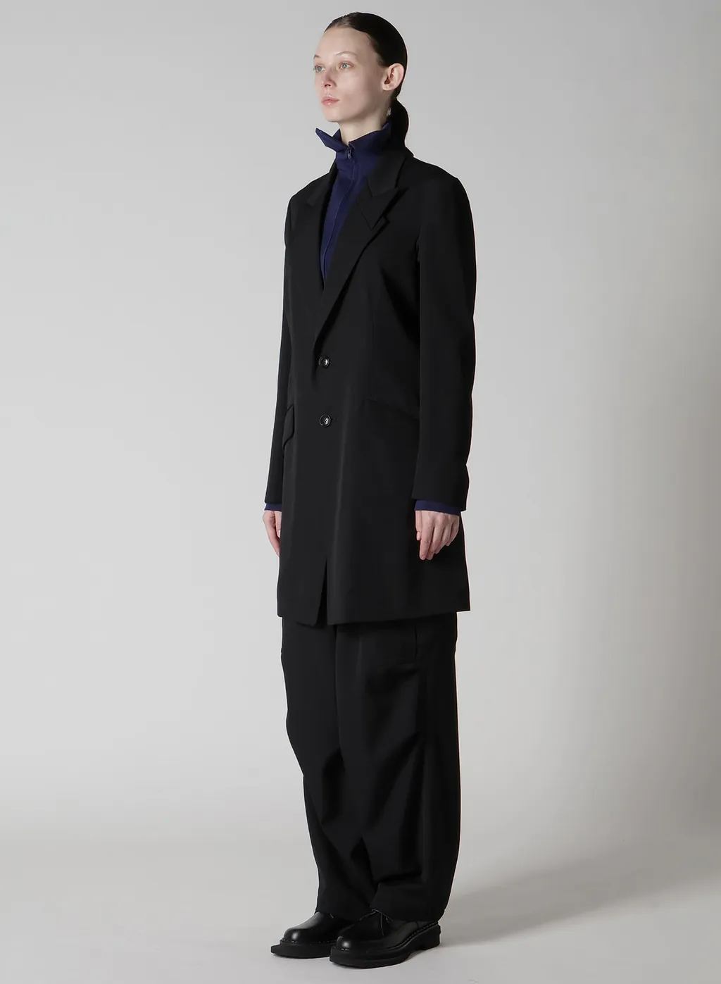 Wool Gabardine Peaked Lapel Jacket