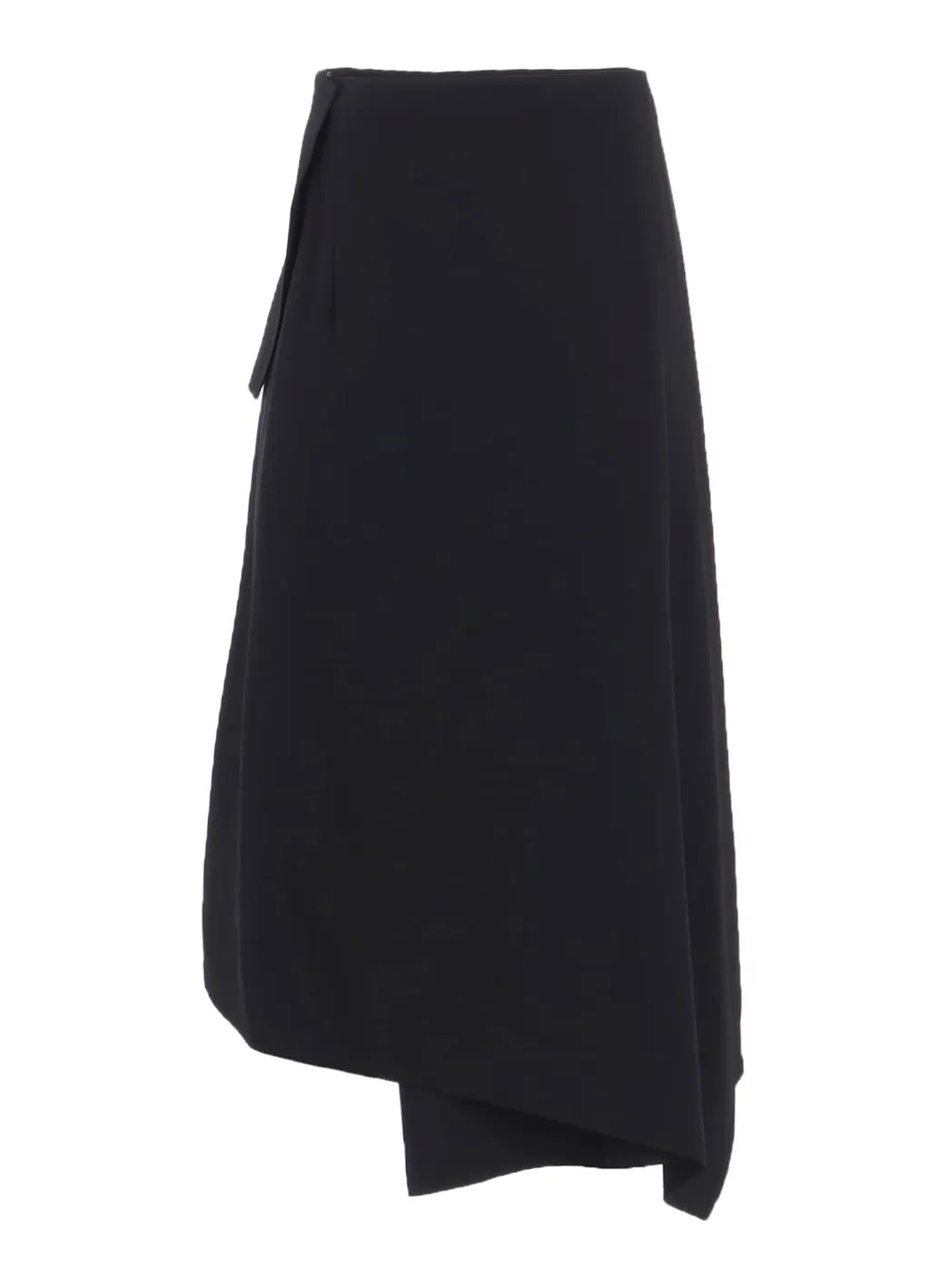 Wool Gabardine Middle Length Asymmetric Skirt