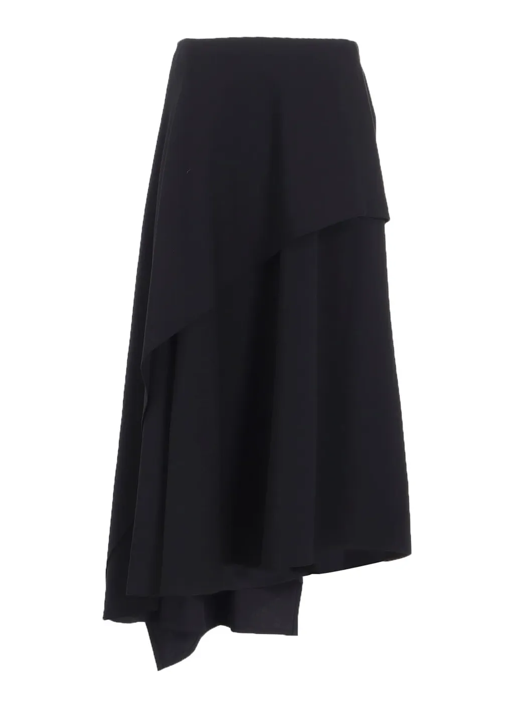 Wool Gabardine Middle Length Asymmetric Skirt