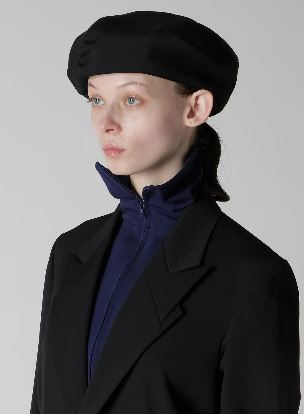 Wool Gabardine Dart Beret