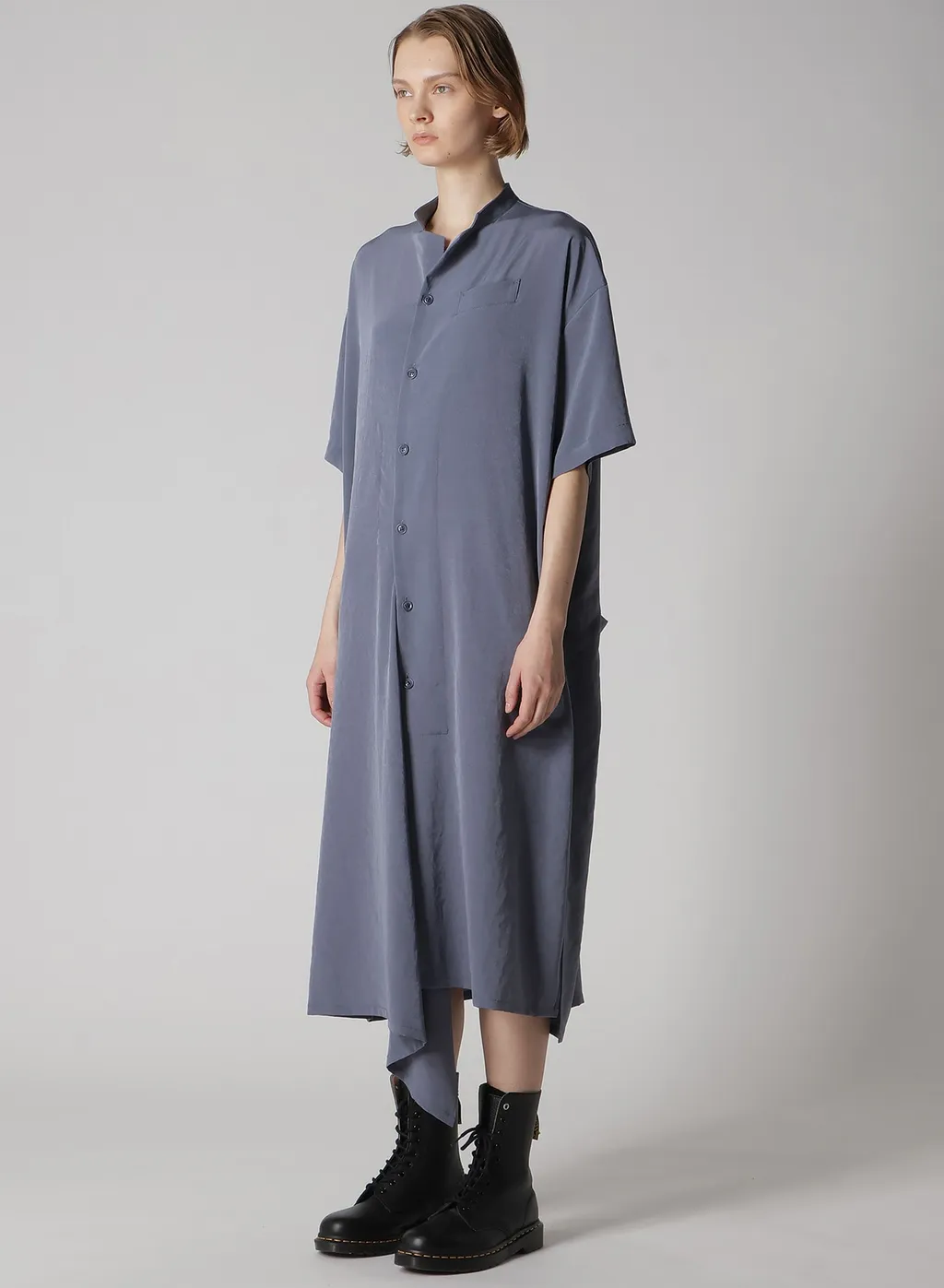 Crepe De Chine Half Sleeve Box Shirt Dress