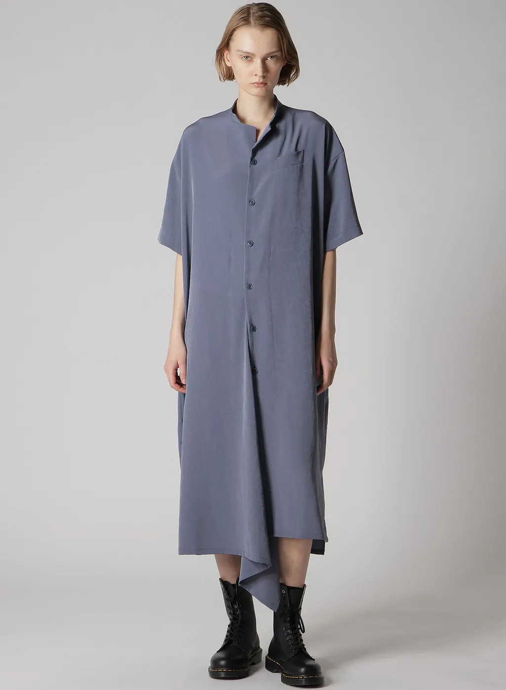 Crepe De Chine Half Sleeve Box Shirt Dress