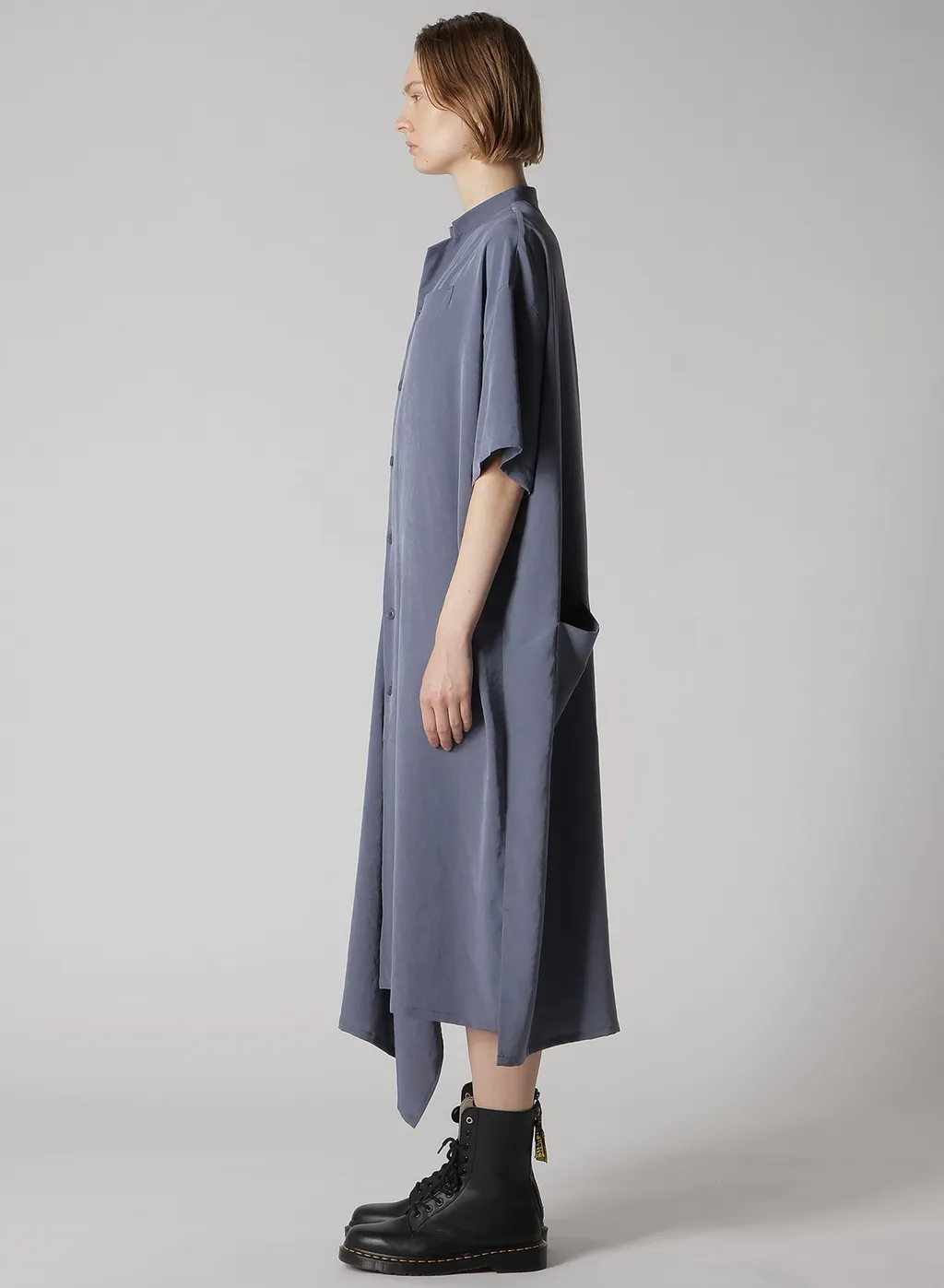 Crepe De Chine Half Sleeve Box Shirt Dress