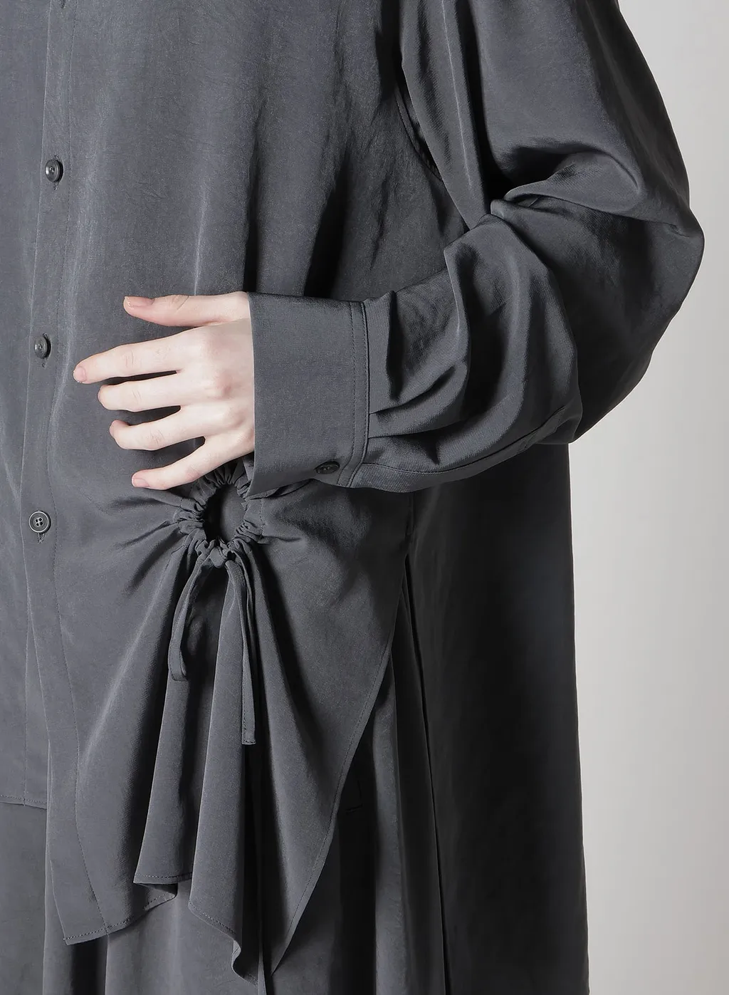 Crepe De Chine Circle Gathered Blouse