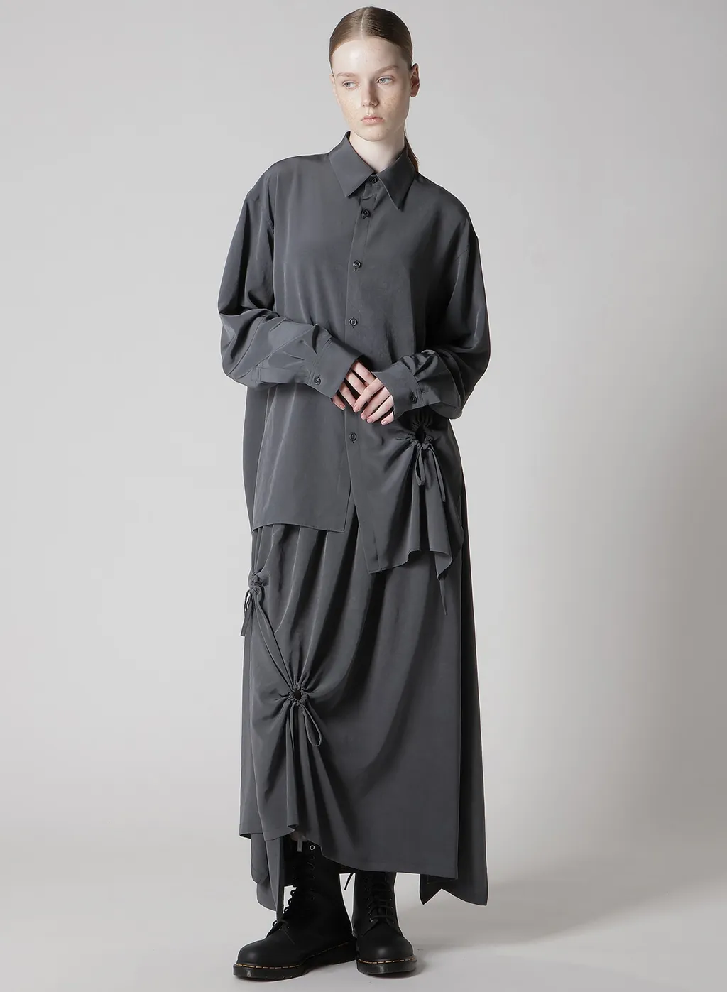 Crepe De Chine Circle Gathered Blouse