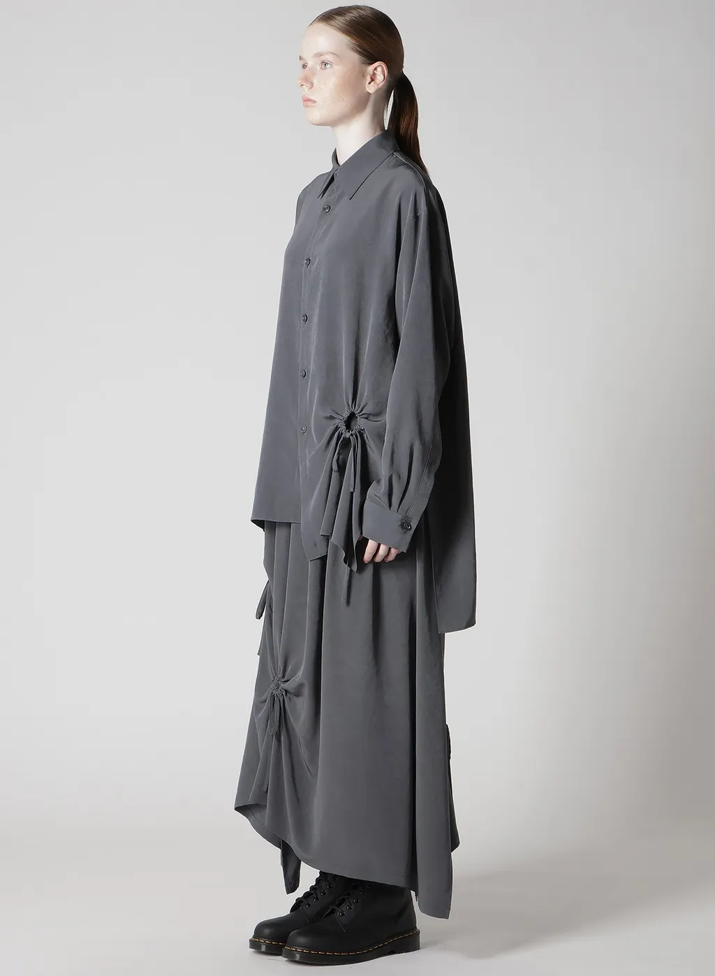 Crepe De Chine Circle Gathered Blouse