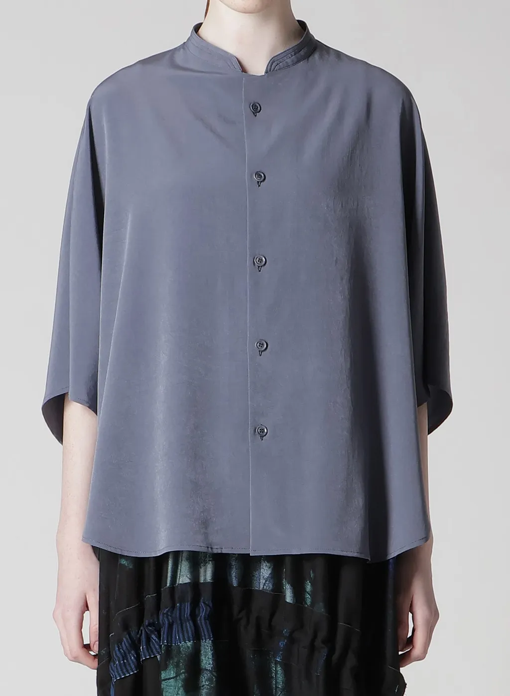 Crepe De Chine Stand Cape Blouse