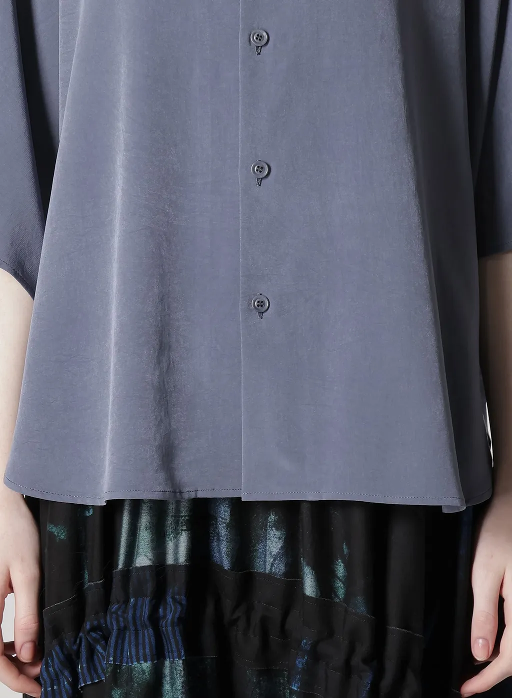 Crepe De Chine Stand Cape Blouse