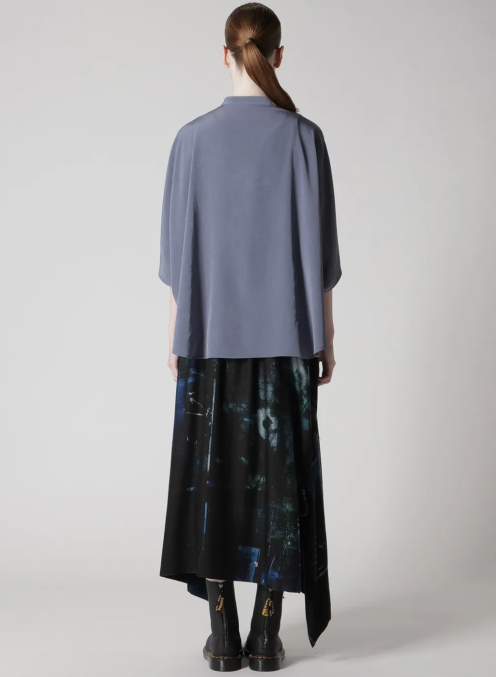 Crepe De Chine Stand Cape Blouse