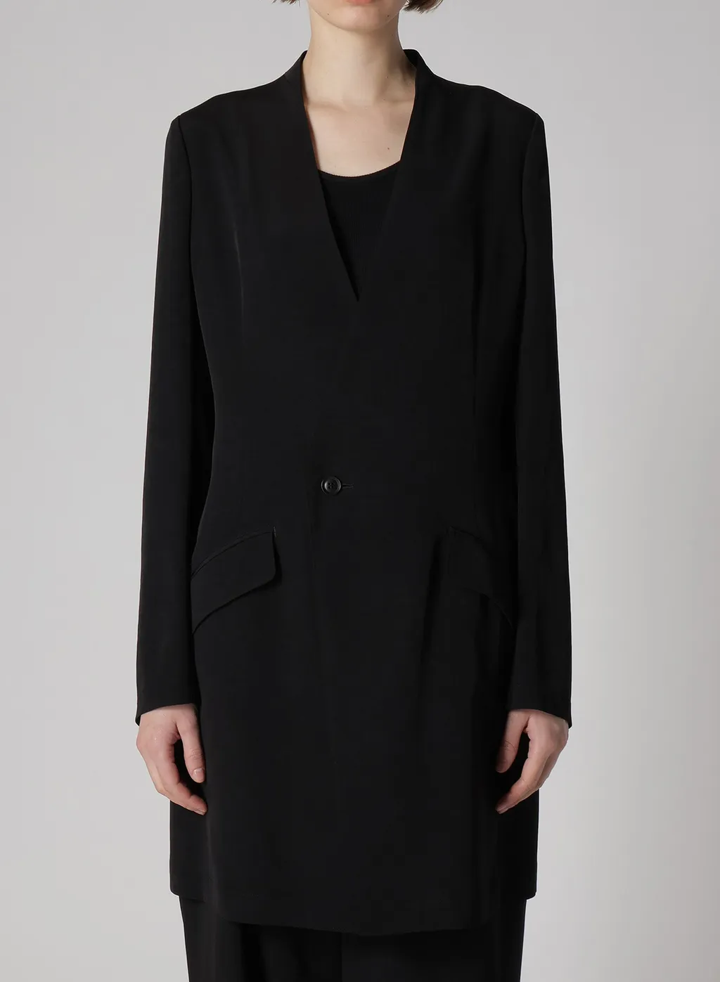 Crepe De Chine Collarless Jacket