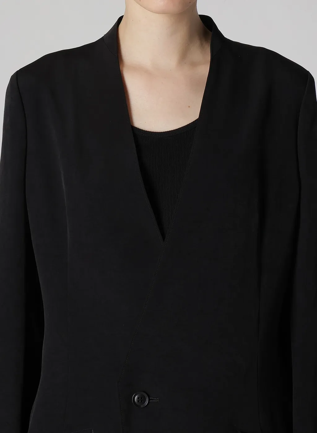 Crepe De Chine Collarless Jacket