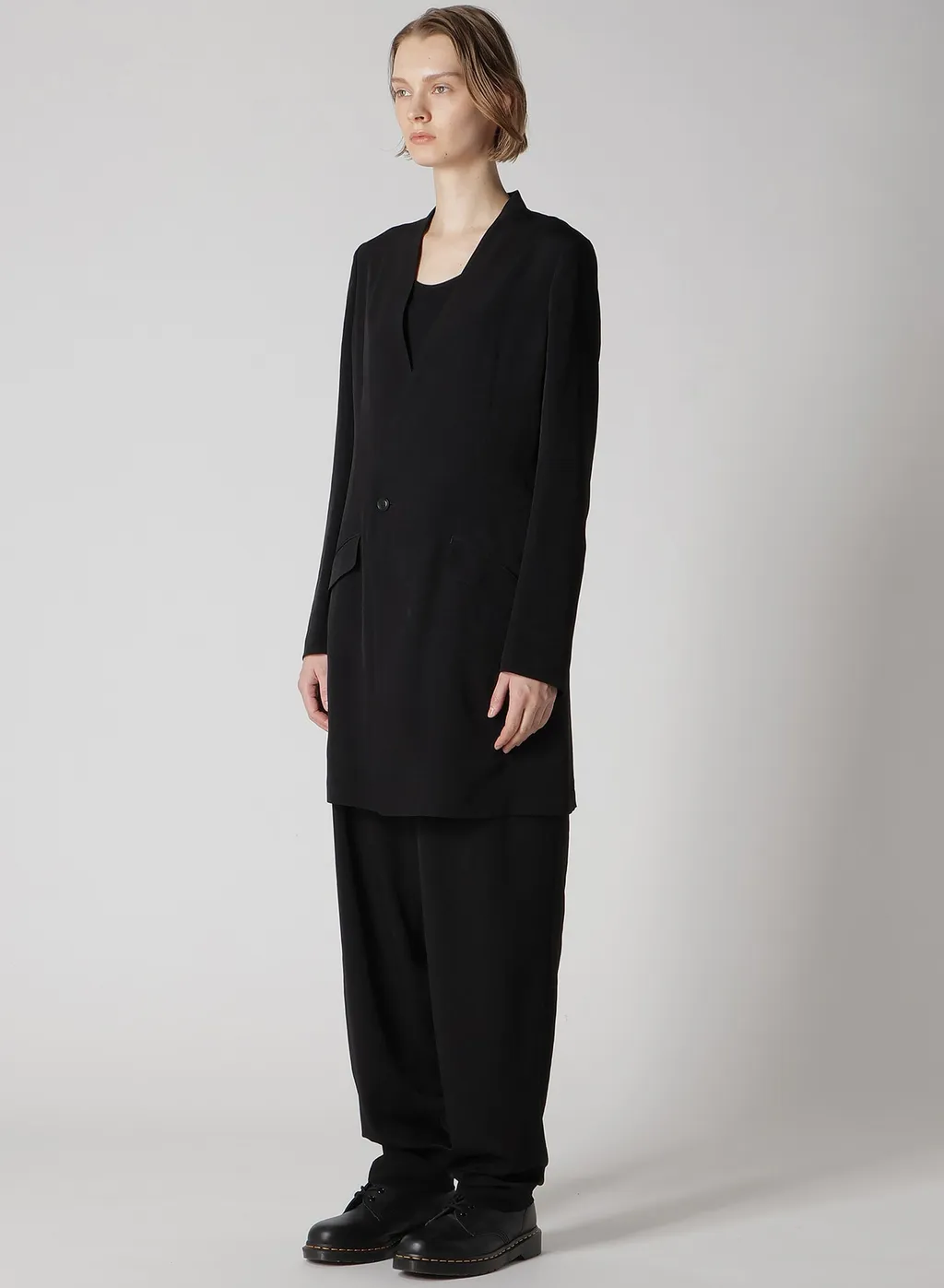 Crepe De Chine Collarless Jacket