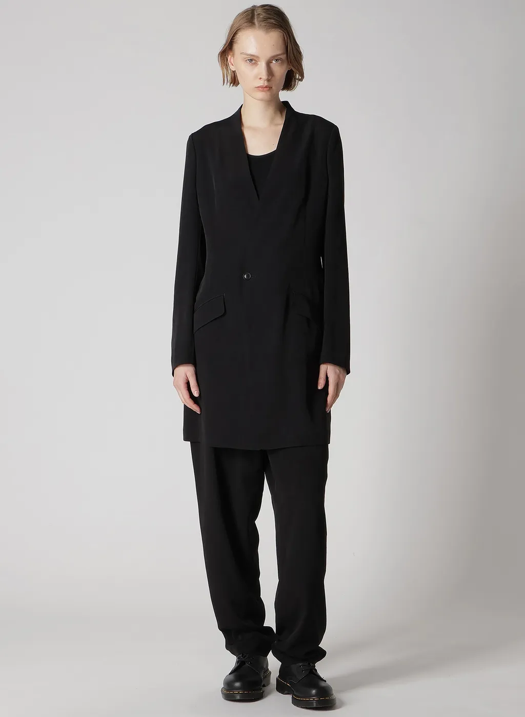 Crepe De Chine Collarless Jacket