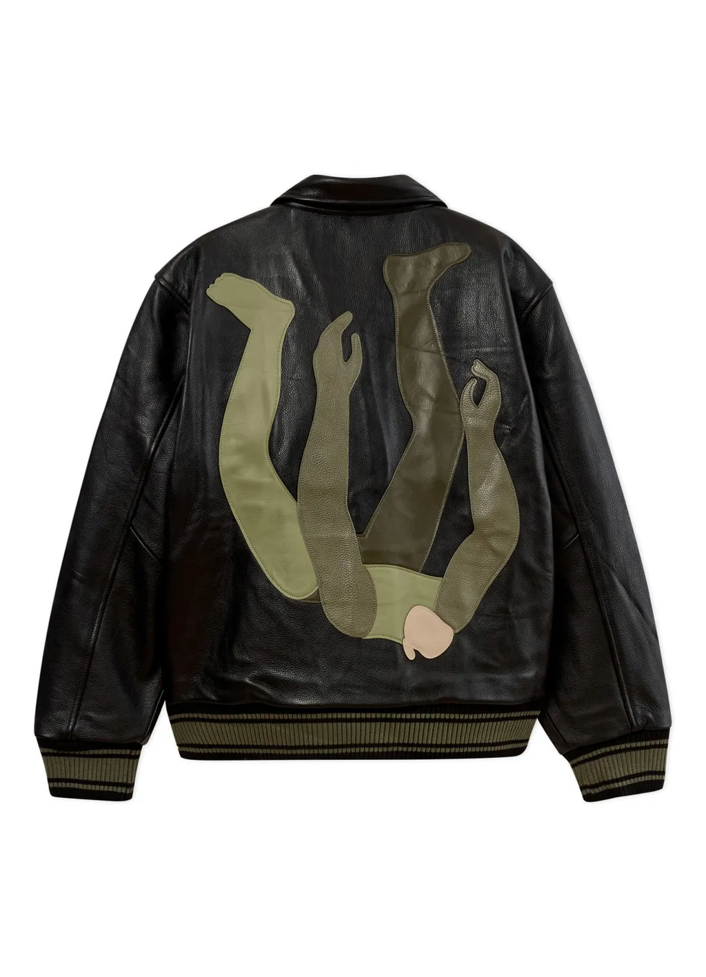 Falling Guy Soft Leather Varsity Jacket