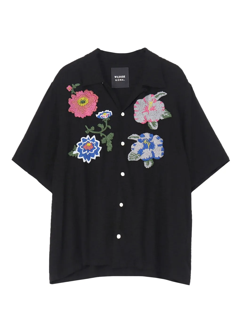 Wildside × Nomarhythm Textile Flower Embroidery Open Collar Shirt