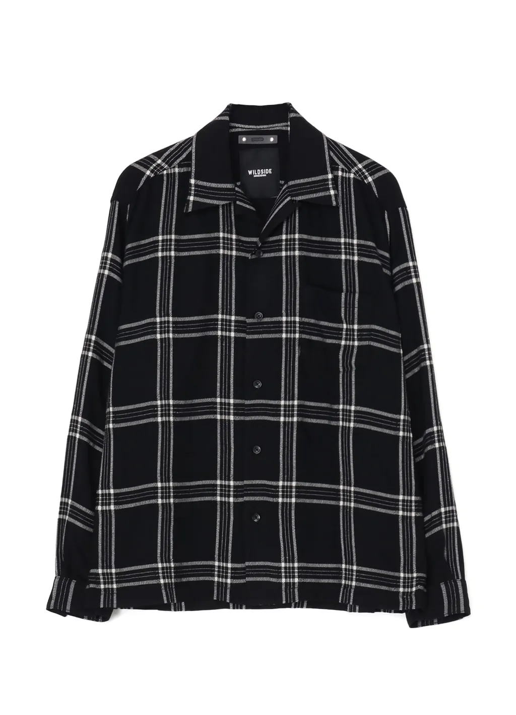 Wildside×Minedenim R.Wool Flannel Check Embroidery Open Collar Sh